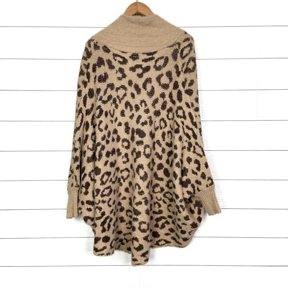 AKEMI KIN Anthropologie Leopard Fuzzy Oversized Dolman Cardigan Sweater Fall OS - Picture 10 of 10